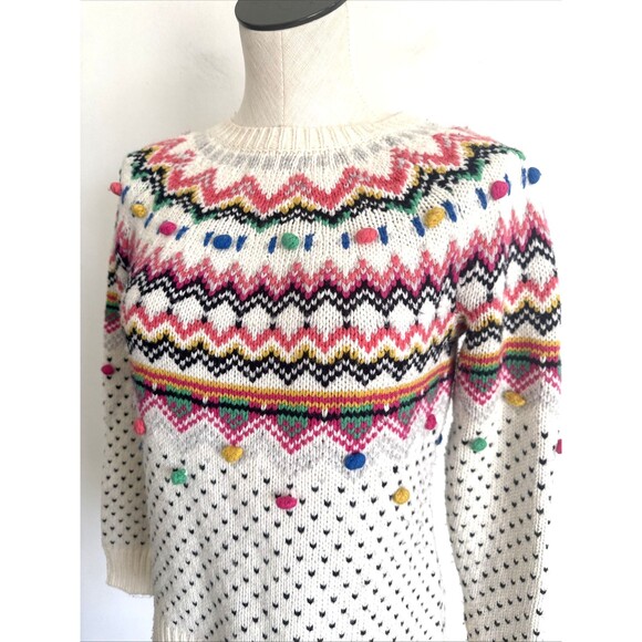 Talbots Fair Isle Sweater Whimsical Scandinavian Wool Blend Womens XS - Picture 3 of 16